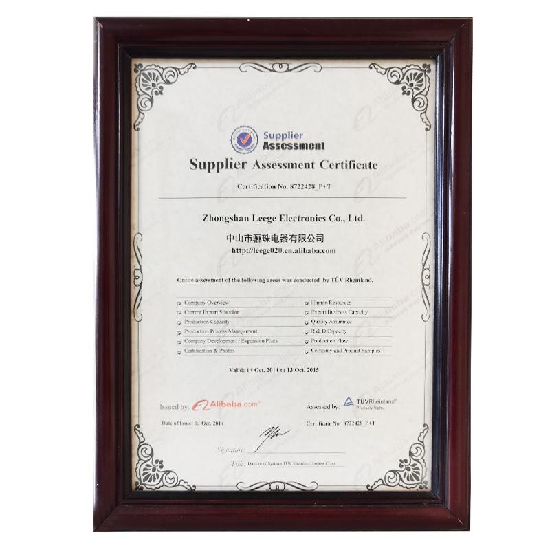 Supplier Assessment Certificate