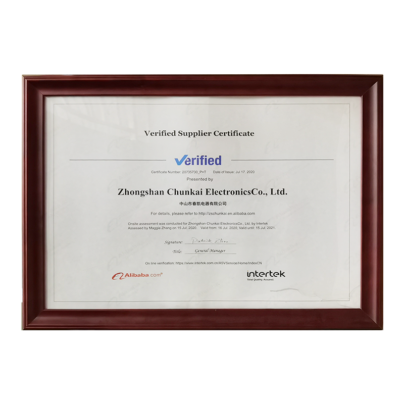 Verified supplier certificate