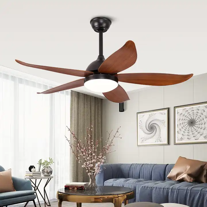 Customization solid wood ceiling fan light 48 inch modern smart led ceiling fan