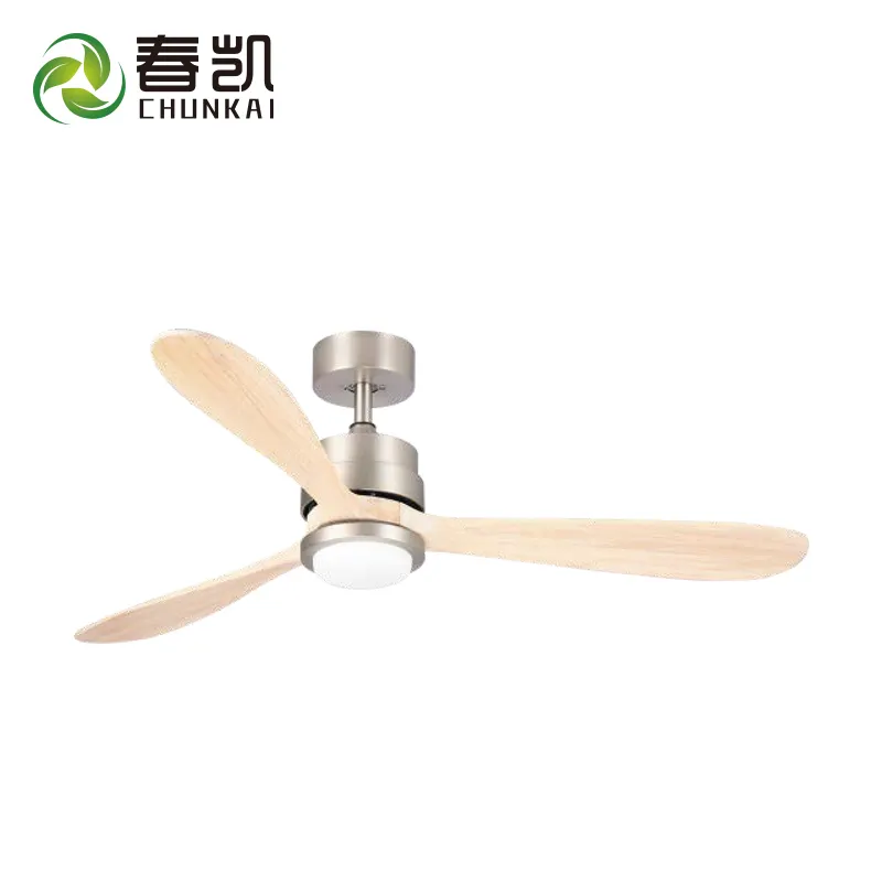 Decorative home 52-inch 3 solid wood blades remote control ceiling fan with LED lights