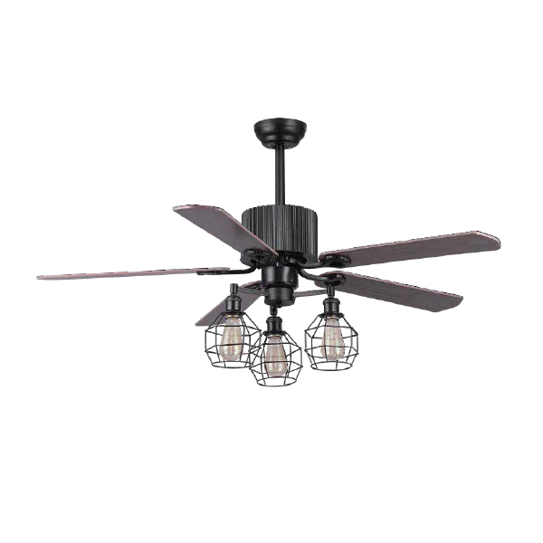 52 inch Air Cooling Fan Home Decorative Modern Matt-Black Ceiling Fan Light with 5 Plywood Blades