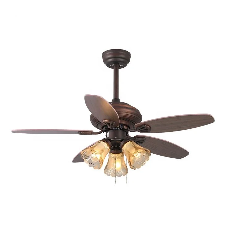 Retro Style Electric Ceiling Fan With Light Plywood Remote Control Ceiling Lamp